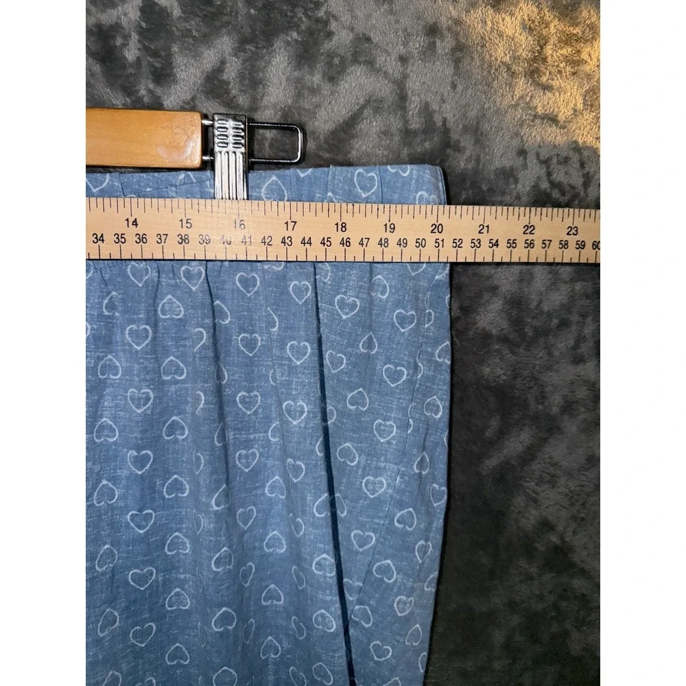 Lands End Womens Pajama Set 2X 20W 22W Blue Hearts Long Sleeve Cotton Spandex